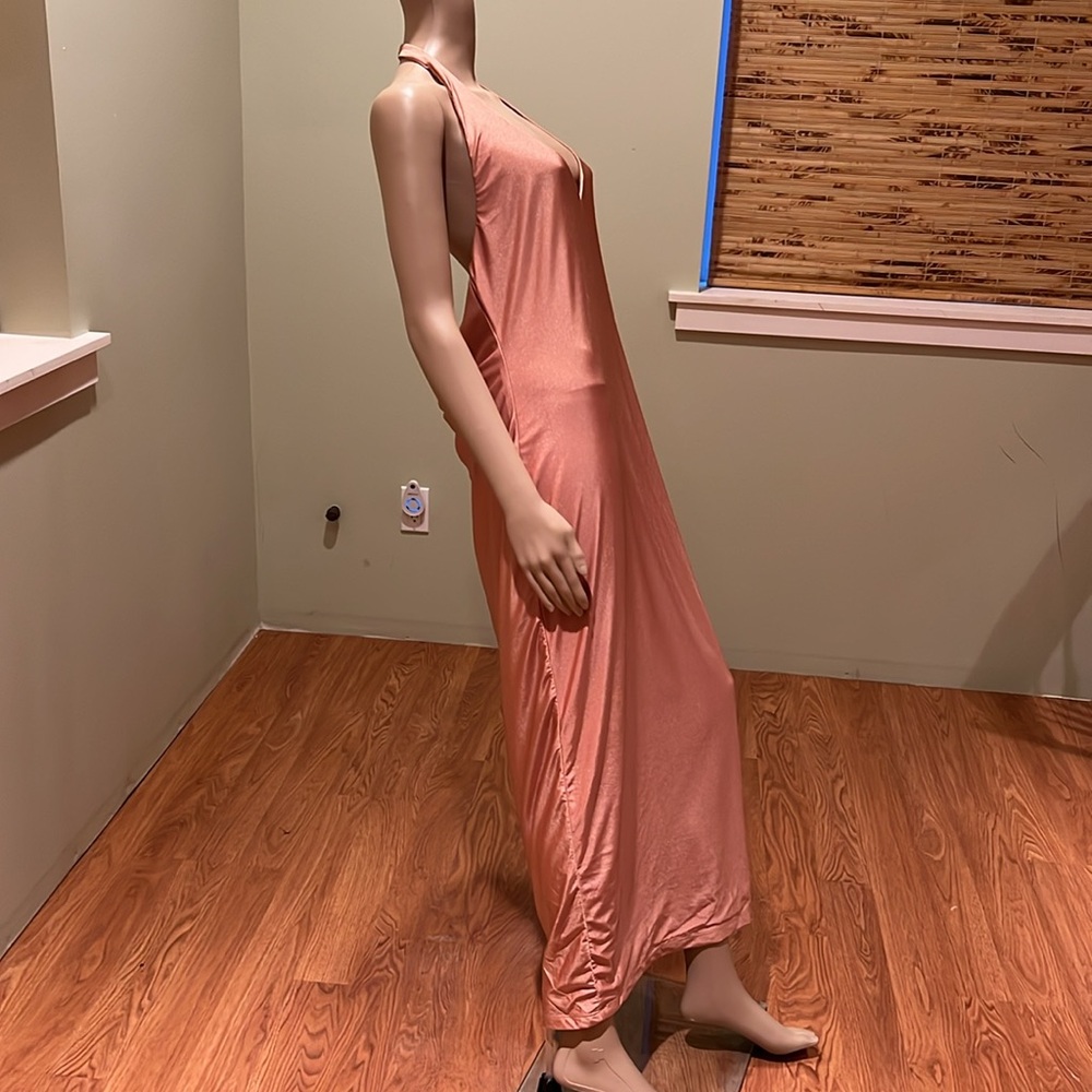 Akira Paxton Maxi Dress In Peach Color With Drape Back Size 1X - Picture 4 of 10